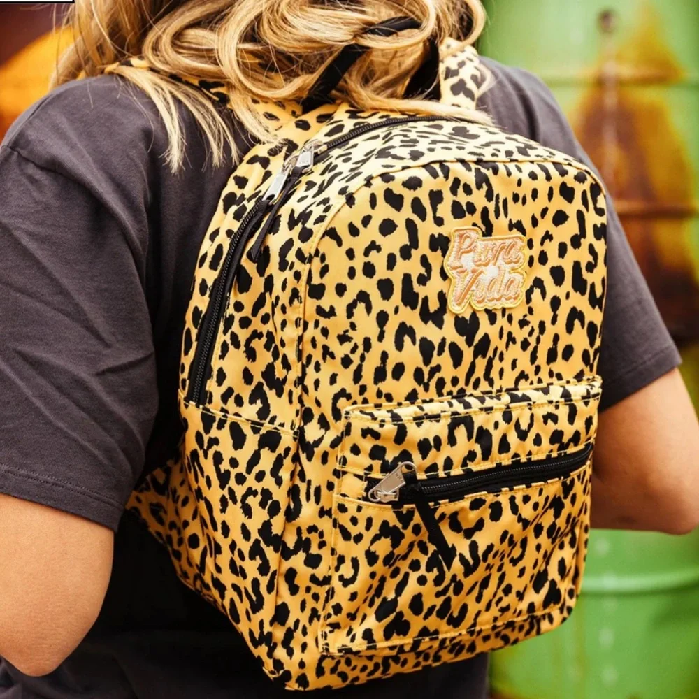 Pura Vida LEOPARD MINI BACKPACK gold black leopard print NWT